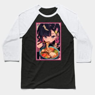 Cute Anime Girl |  Ramen Noodles | Hentaii Chibi Kawaii Design Baseball T-Shirt